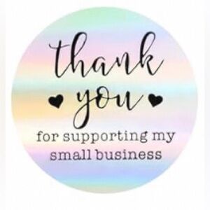 100 Thank You for Supporting My Small Business Holographic Silver Stickers 1”